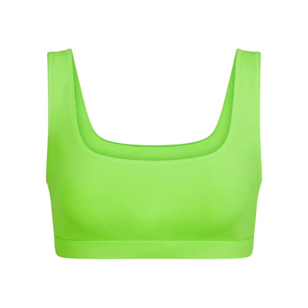 💚SKIMS SIGNATURE SWIM TANK BIKINI TOP IN NEON GREEN XXS M